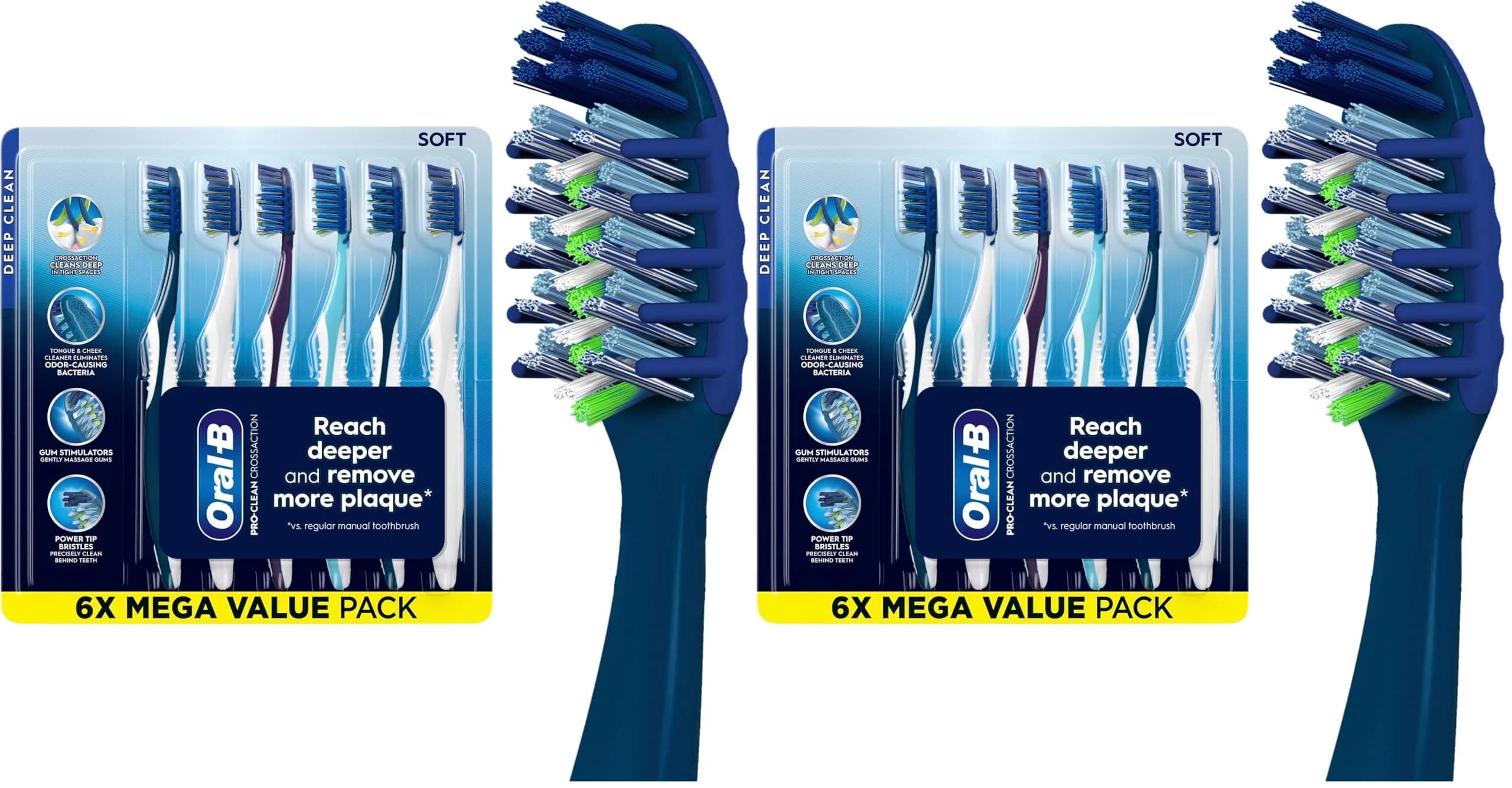 Oral-B Pro Clean Cross Action Toothbrushes 6 Count | Deep Plaque Removal (70-120c)