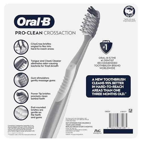 Oral-B Pro Clean Cross Action Toothbrushes 6 Count | Deep Plaque Removal (70-120c) thumbnail 8