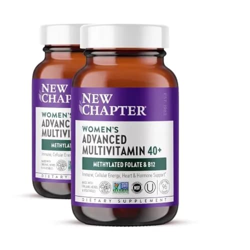 New Chapter Women's Multivitamin 40+ Advanced Formula for Heart, Hormone, Immune & Energy Support with Fermented B Vitamins +D3 (96 Count Pack of 2) | Organic Non-GMO thumbnail 1