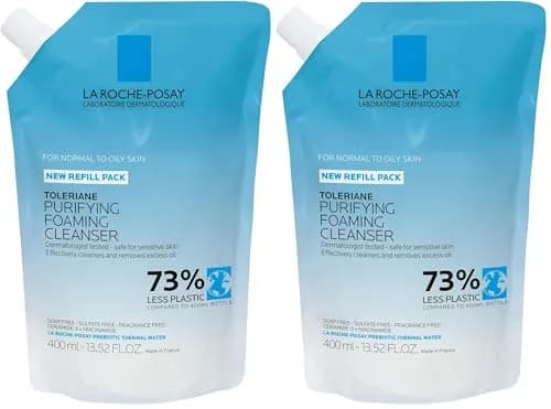 La Roche-Posay Toleriane Purifying Foaming Facial Cleanser, Niacinamide+Ceramides+Prebiotic Thermal Water, 800ml (27.04 Fl Oz) Pack of 2 | Gentle Face Wash for Oily, Sensitive Skin thumbnail 1