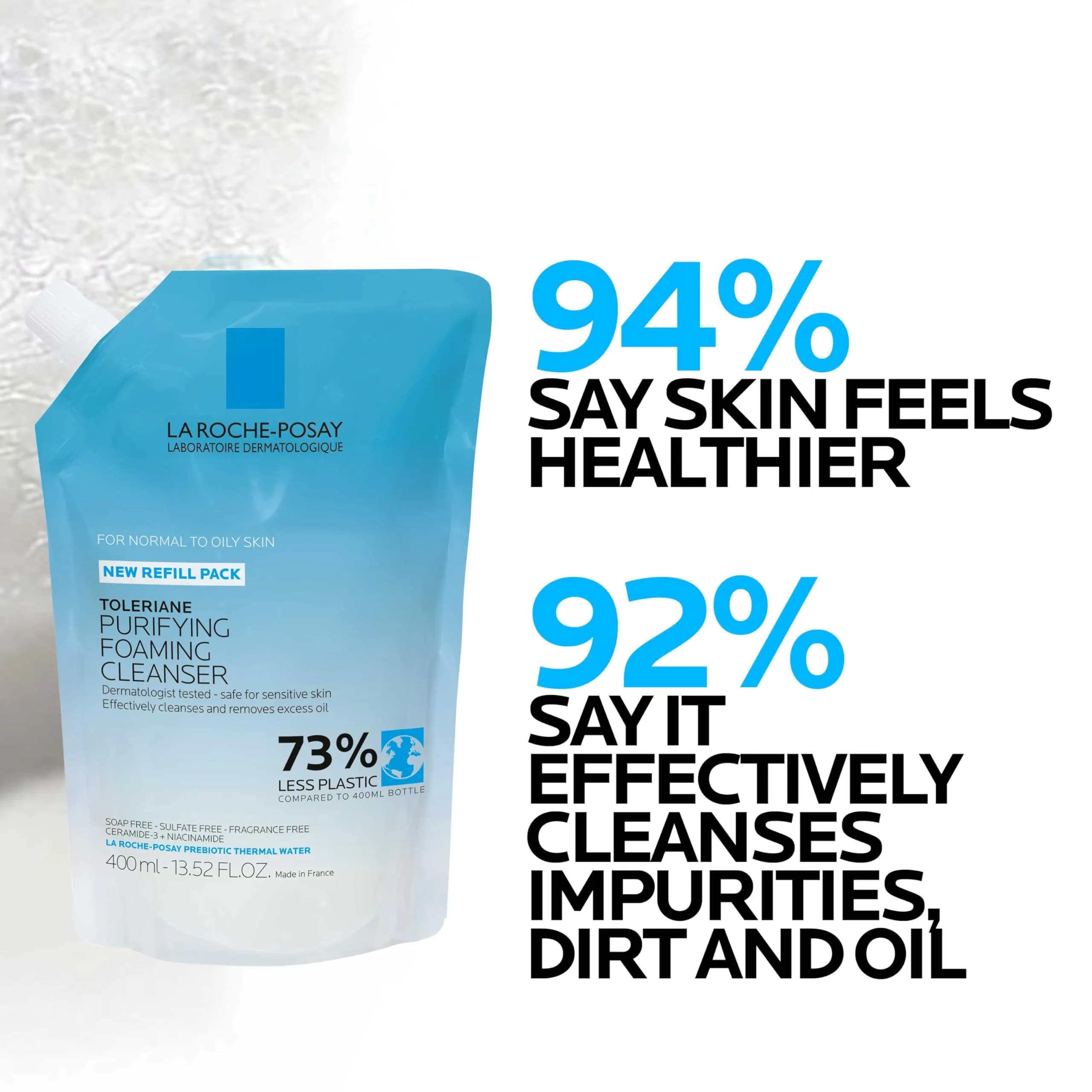 La Roche-Posay Toleriane Purifying Foaming Facial Cleanser, Niacinamide+Ceramides+Prebiotic Thermal Water, 800ml (27.04 Fl Oz) Pack of 2 | Gentle Face Wash for Oily, Sensitive Skin - view 2