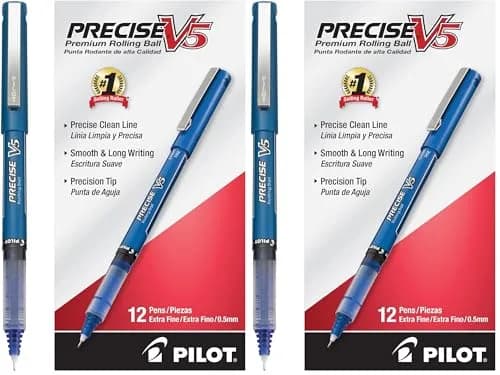 PILOT Precise V5 Rollerball Pens, Extra Fine Point 0.5 mm Blue Pens, Pack of 24 | Smooth Writing for School, Journaling & Office thumbnail 1