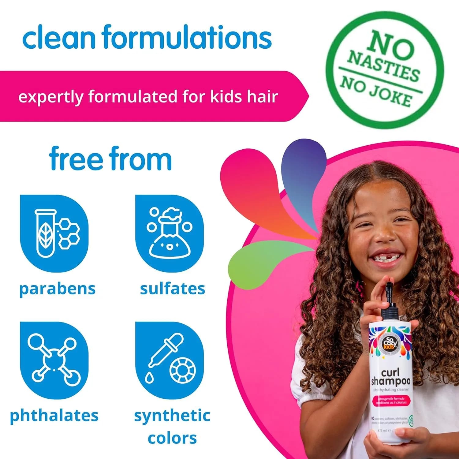 SoCozy Curl Shampoo for Kids Curly Hair (32 Fl Oz / 946ml) Gentle Hydrating Cleanser | Keratin, Plum Seed Oil & Olive Oil - view 5