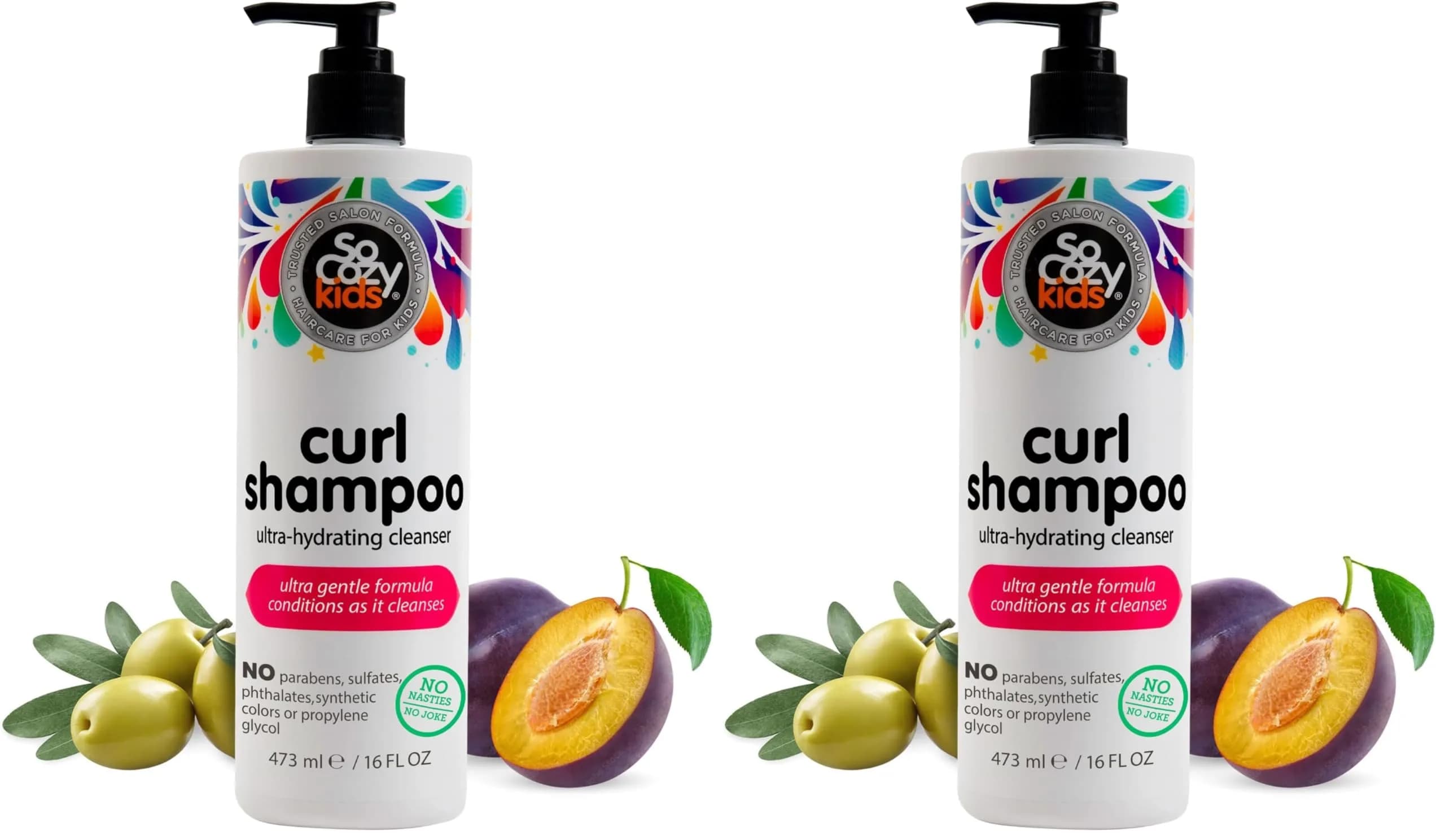 SoCozy Curl Shampoo for Kids Curly Hair (32 Fl Oz / 946ml) Gentle Hydrating Cleanser | Keratin, Plum Seed Oil & Olive Oil - main product image