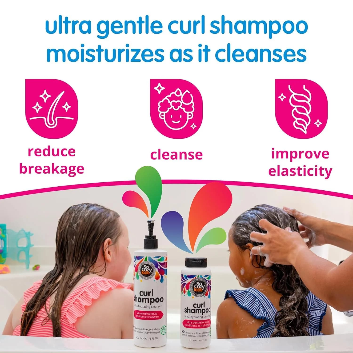 SoCozy Curl Shampoo for Kids Curly Hair (32 Fl Oz / 946ml) Gentle Hydrating Cleanser | Keratin, Plum Seed Oil & Olive Oil - view 2