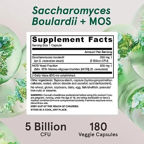 Jarrow Formulas Saccharomyces Boulardii + MOS Probiotic 5 Billion CFU 360 Count (Pack of 2) | Digestive Health Support thumbnail 6