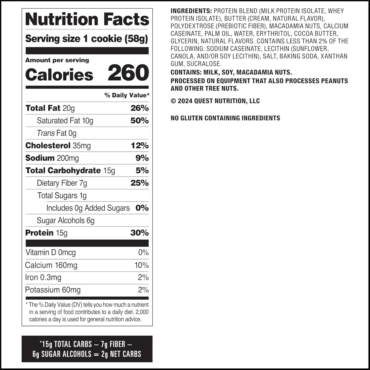 Quest Nutrition White Chocolate Macadamia Cookie 24 Cookies (1.36 kg / 48 oz) | 15g Protein, 1g Sugar, 2g Net Carbs - view 5
