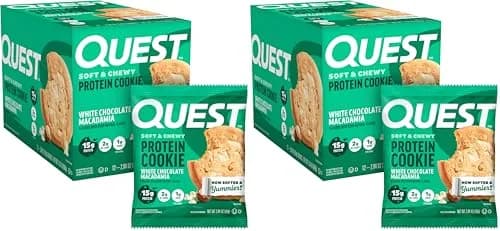 Quest Nutrition White Chocolate Macadamia Cookie 24 Cookies (1.36 kg / 48 oz) | 15g Protein, 1g Sugar, 2g Net Carbs thumbnail 1