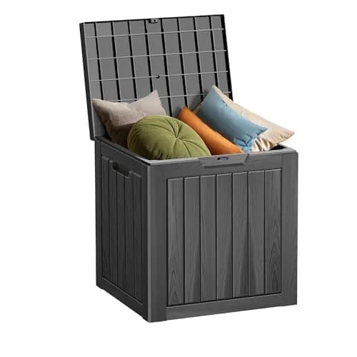 PATIOEASY 30GAL Waterproof Resin Deck Box UV-Resistant Lockable Outdoor Storage Chest Black thumbnail 1