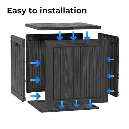 PATIOEASY 30GAL Waterproof Resin Deck Box UV-Resistant Lockable Outdoor Storage Chest Black thumbnail 4