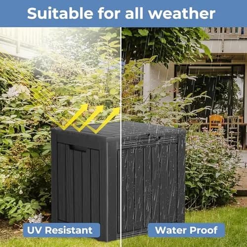 PATIOEASY 30GAL Waterproof Resin Deck Box UV-Resistant Lockable Outdoor Storage Chest Black thumbnail 6