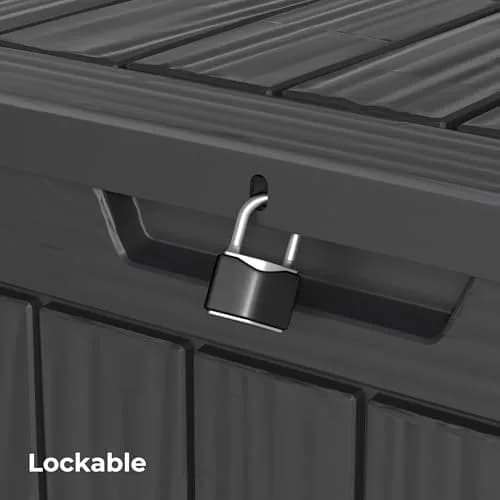 PATIOEASY 30GAL Waterproof Resin Deck Box UV-Resistant Lockable Outdoor Storage Chest Black thumbnail 7