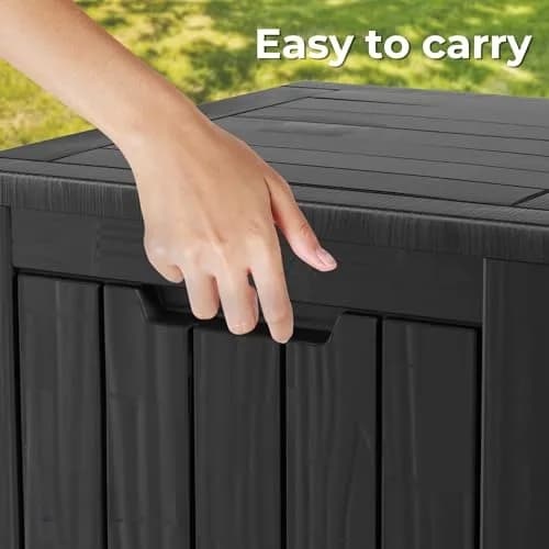 PATIOEASY 30GAL Waterproof Resin Deck Box UV-Resistant Lockable Outdoor Storage Chest Black thumbnail 8