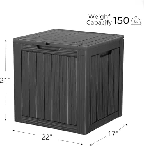 PATIOEASY 30GAL Waterproof Resin Deck Box UV-Resistant Lockable Outdoor Storage Chest Black thumbnail 3