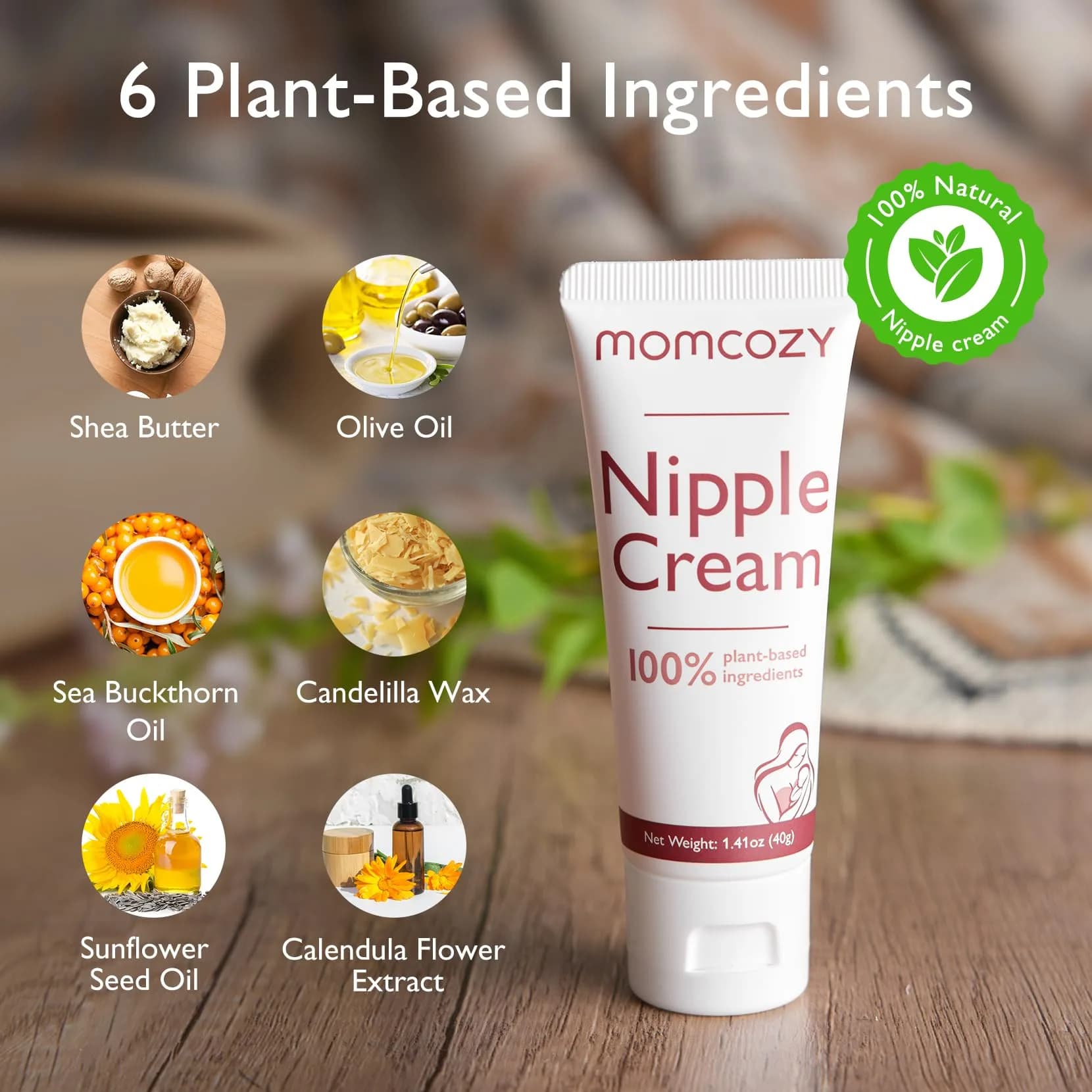 Momcozy Nipple Cream Safe for Breastfeeding, Lanolin-Free Nipple Balm 2.82 oz (Pack of 2) | Plant-Based Soothing Cream for Nursing Moms - view 2