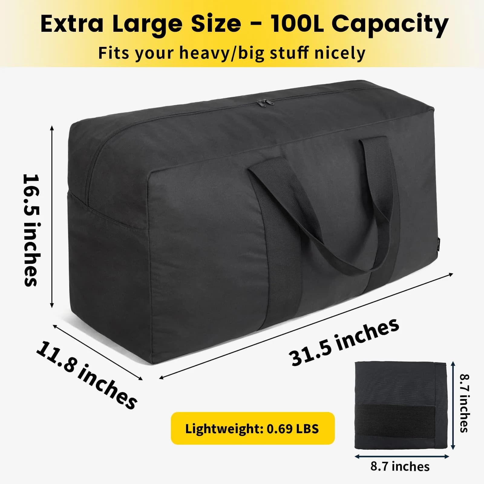 Vorspack Extra Large 100L Black Duffle Bag for Travel - Pack of 2 - view 2