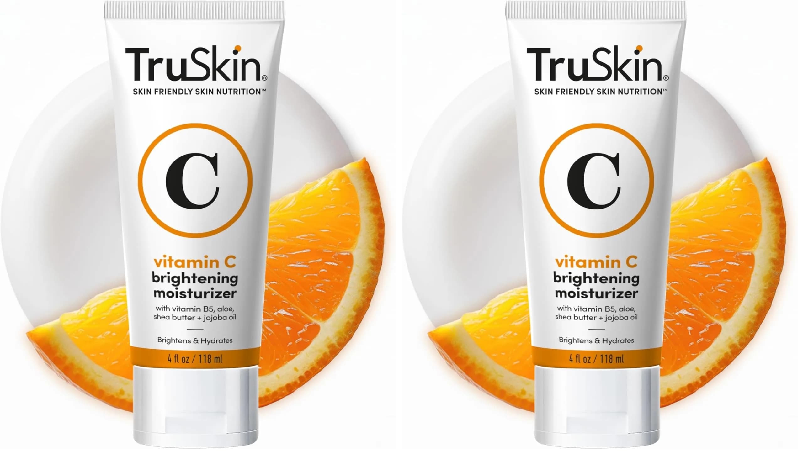 TruSkin Vitamin C Face Cream Brightening & Hydrating Daily Moisturizer with Vitamin E, B5, Jojoba Oil & Green Tea 236ml (8 Fl Oz Pack of 2) | Dermatologist Tested — White