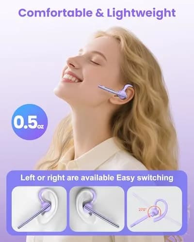 New Bee Bluetooth Headset V5.1 M54/M53 with 72H Talk Time & Dual Mic | 15m Range, Purple thumbnail 4
