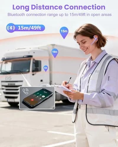 New Bee Bluetooth Headset V5.1 M54/M53 with 72H Talk Time & Dual Mic | 15m Range, Purple thumbnail 7