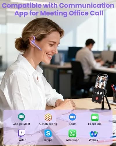 New Bee Bluetooth Headset V5.1 M54/M53 with 72H Talk Time & Dual Mic | 15m Range, Purple thumbnail 3