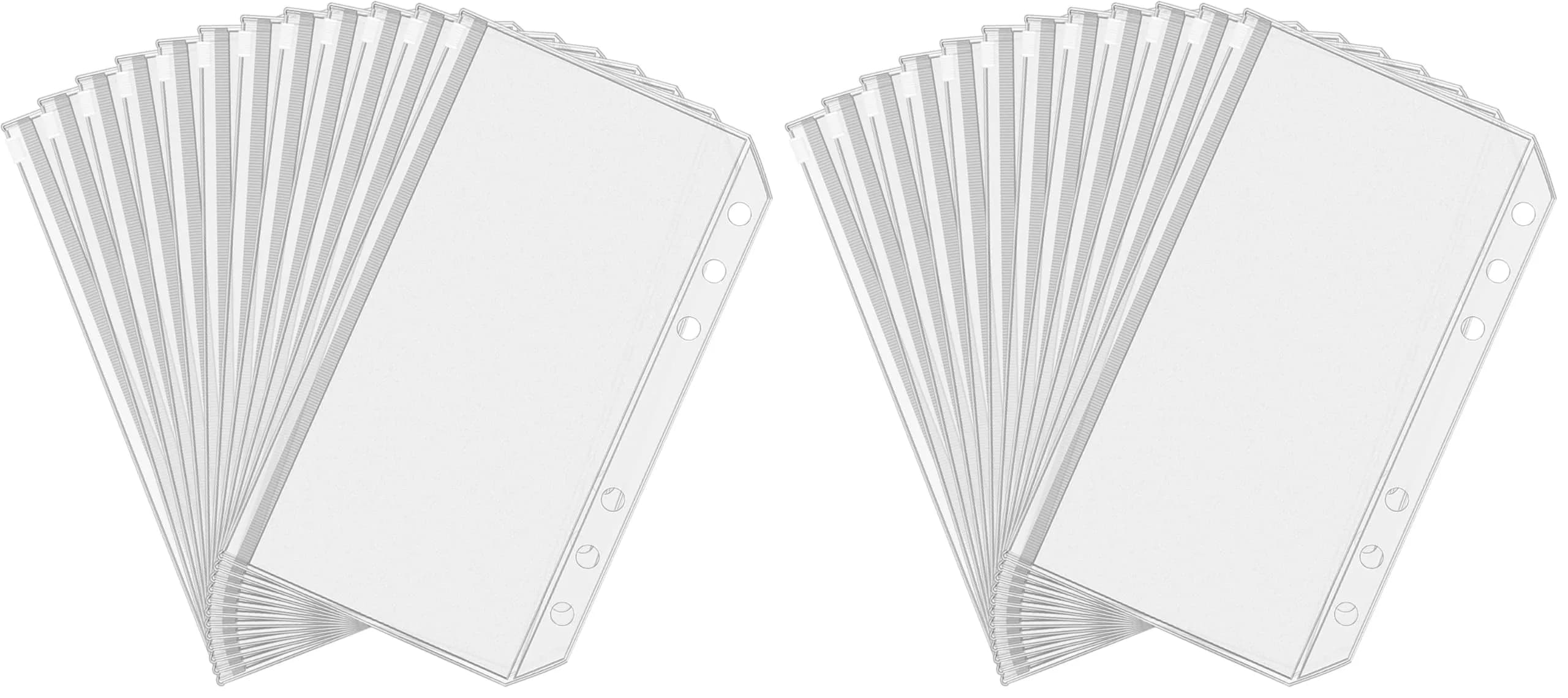 Antner A6 Binder Pockets 24 Pack Clear Zipper Folders with 6 Holes | Waterproof PVC Document Pouch Filing Bags - main product image