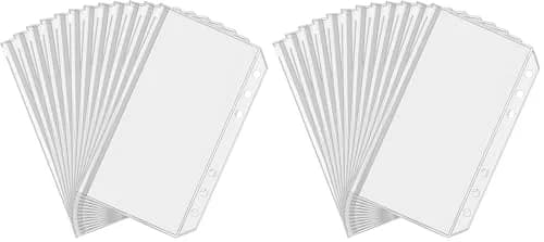 Antner A6 Binder Pockets 24 Pack Clear Zipper Folders with 6 Holes | Waterproof PVC Document Pouch Filing Bags thumbnail 1