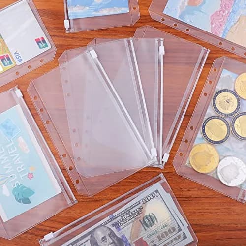 Antner A6 Binder Pockets 24 Pack Clear Zipper Folders with 6 Holes | Waterproof PVC Document Pouch Filing Bags thumbnail 6