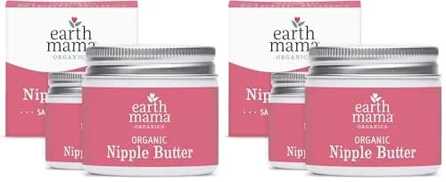 Earth Mama Organic Nipple Butter™ Cream 2 fl oz (8 fl oz Total) | USDA Organic, Lanolin-Free, Safe for Breastfeeding & Pumping thumbnail 1
