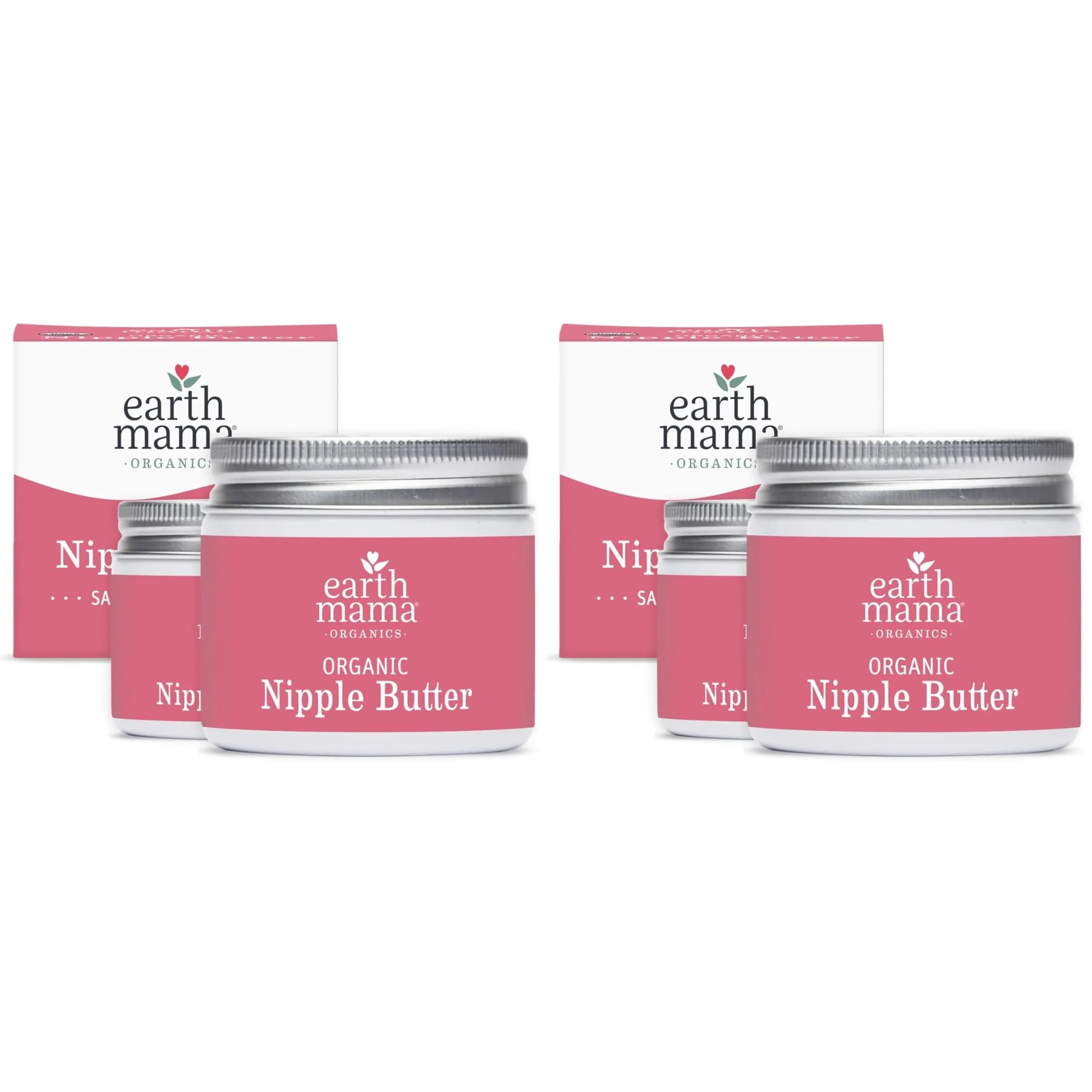 Earth Mama Organic Nipple Butter™ Cream 2 fl oz (8 fl oz Total) | USDA Organic, Lanolin-Free, Safe for Breastfeeding & Pumping