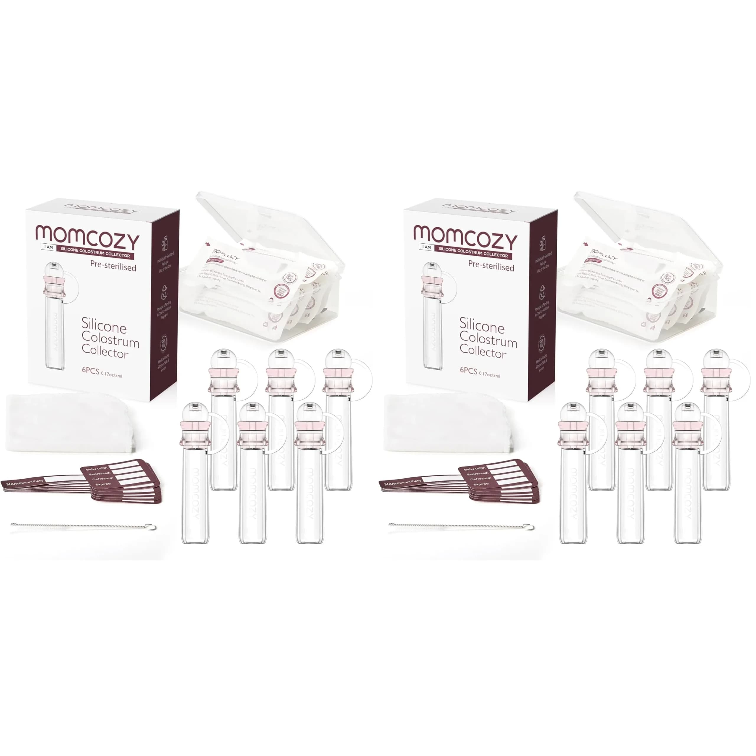 Momcozy Colostrum Collector 5ml (0.17 Fl Oz) — 12-Pack Set | Reusable BPA-Free Silicone for Breast Milk Collection — 12-Pack