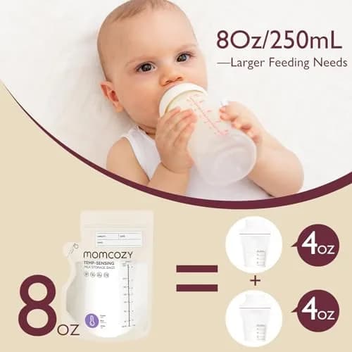 Momcozy Easy Pour Breastmilk Storage Bags 8oz (240ml) | Temp-Sensing Color Change, 120 Count (Pack of 2) thumbnail 5