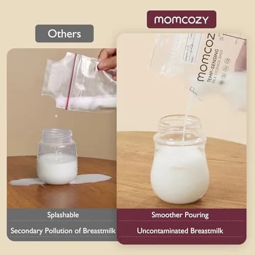 Momcozy Easy Pour Breastmilk Storage Bags 8oz (240ml) | Temp-Sensing Color Change, 120 Count (Pack of 2) thumbnail 3