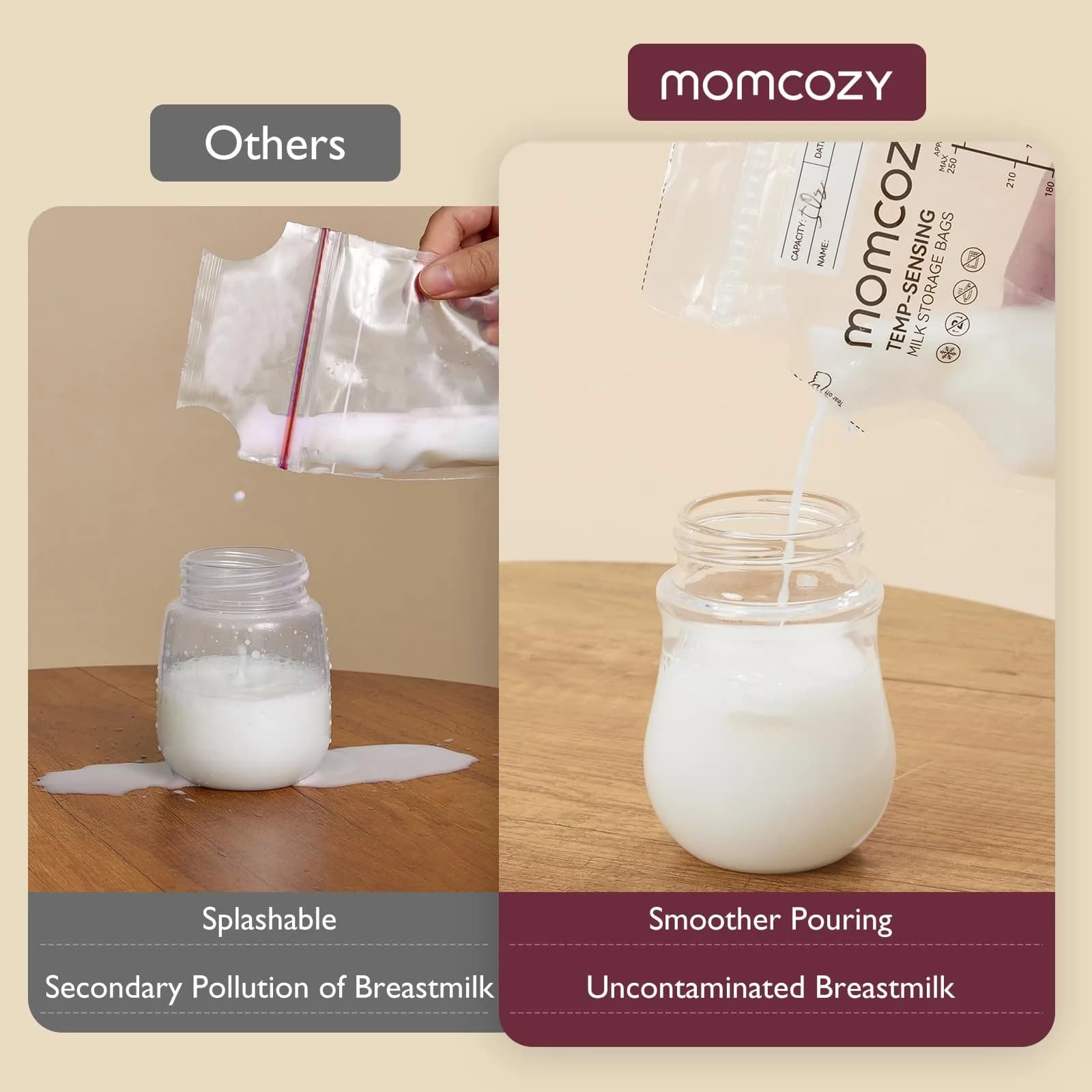 Momcozy Easy Pour Breastmilk Storage Bags 8oz (240ml) | Temp-Sensing Color Change, 120 Count (Pack of 2) - view 3