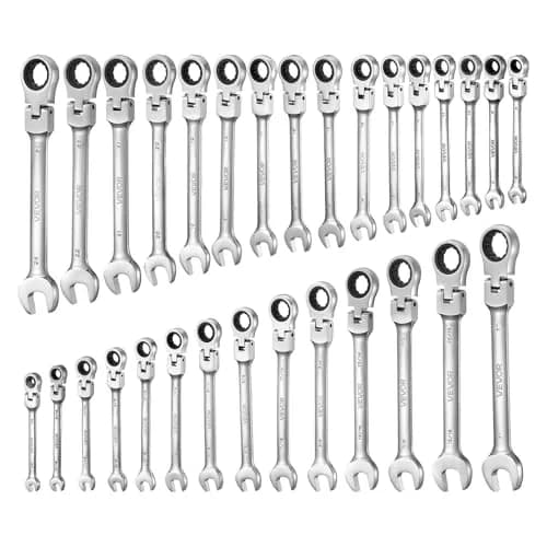 VEVOR Flex-Head Ratcheting Wrench Set, 30-Piece SAE & Metric, 72 Teeth, Cr-V Steel, for Household & Auto Repairs thumbnail 9