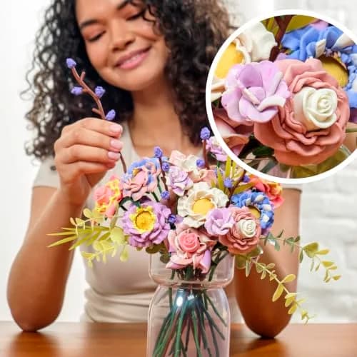 Play-Doh Blooms Meadow Flower Bouquet Kit | DIY Floral Craft Set for Adults & Teens thumbnail 2