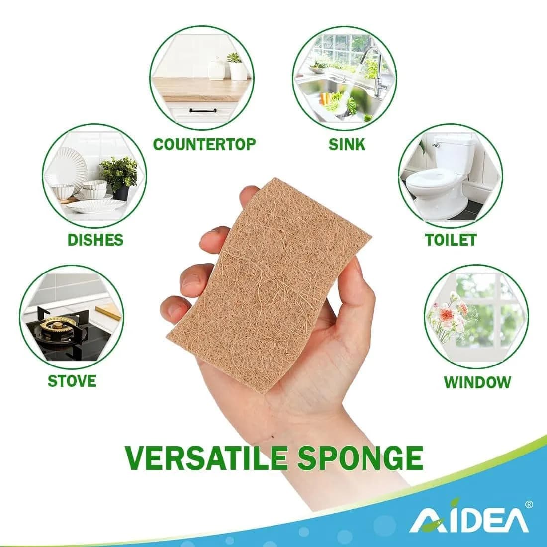 AIDEA Natural Cellulose Scrub Sponge, 9-Count, Non-Scratch, Biodegradable | Eco-Friendly Cleaning Power - view 8