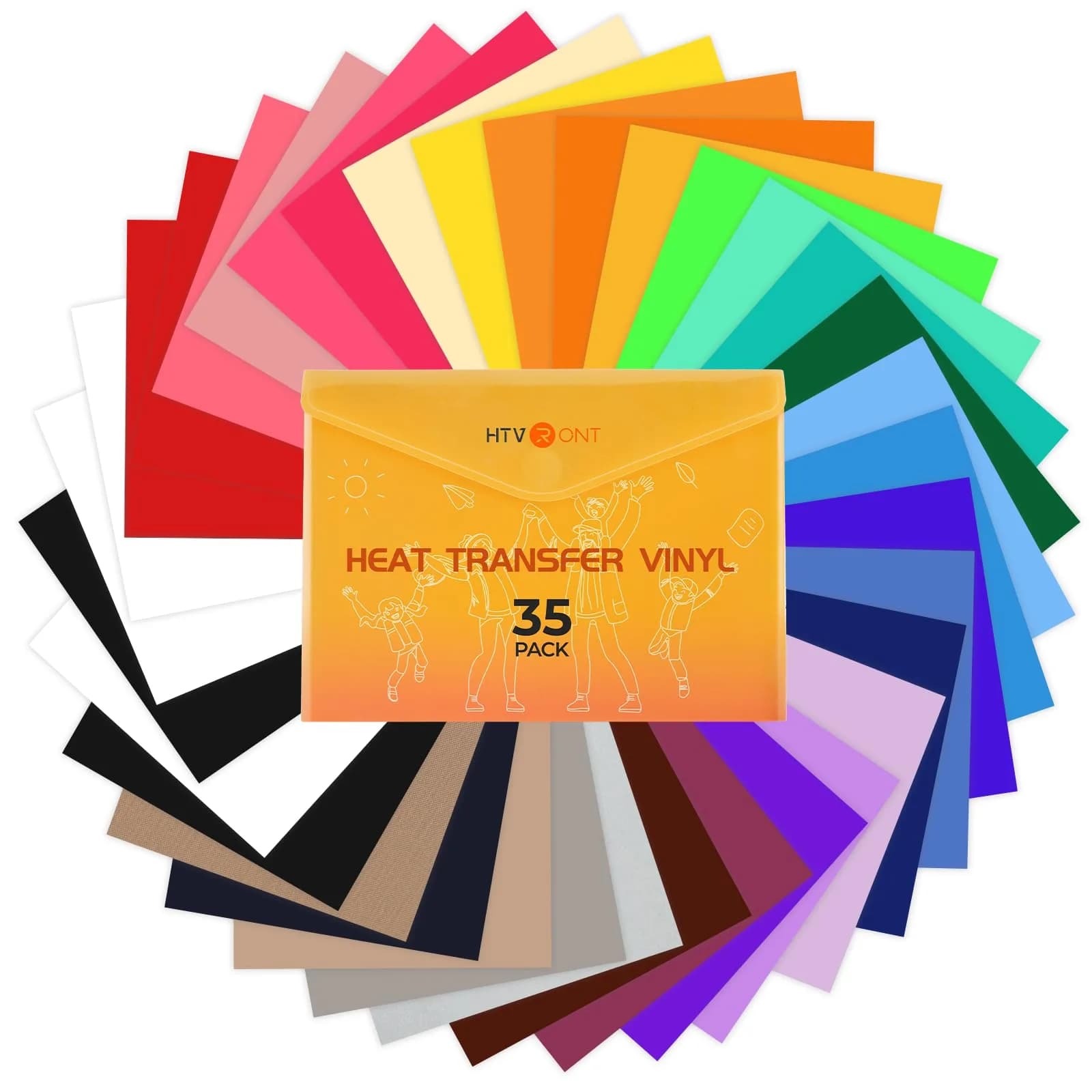 HTVRONT HTV Heat Transfer Vinyl 35 Pack 12" x 10" | 30 Assorted Colors & Teflon Sheet