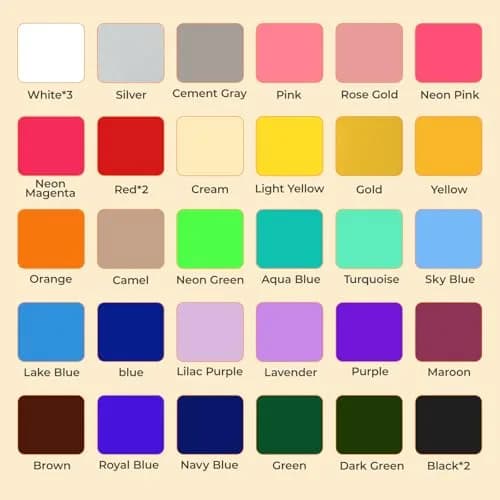 HTVRONT HTV Heat Transfer Vinyl 35 Pack 12" x 10" | 30 Assorted Colors & Teflon Sheet thumbnail 4