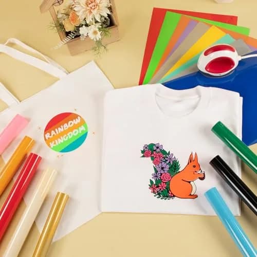 HTVRONT HTV Heat Transfer Vinyl 35 Pack 12" x 10" | 30 Assorted Colors & Teflon Sheet thumbnail 6