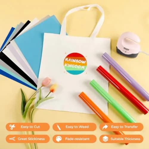 HTVRONT HTV Heat Transfer Vinyl 35 Pack 12" x 10" | 30 Assorted Colors & Teflon Sheet thumbnail 2