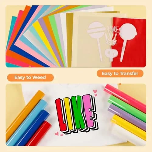 HTVRONT HTV Heat Transfer Vinyl 35 Pack 12" x 10" | 30 Assorted Colors & Teflon Sheet thumbnail 3