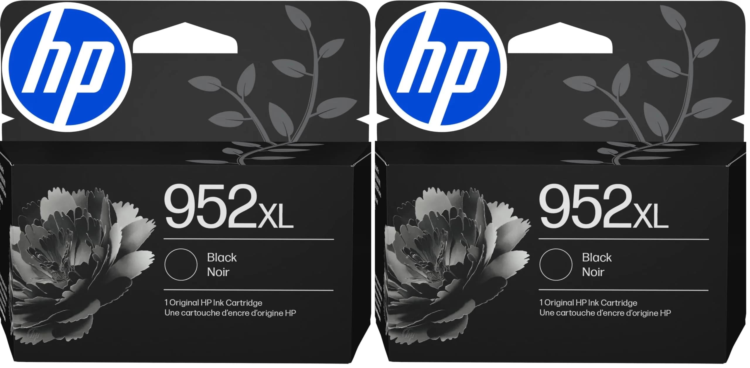 HP 952XL Black High-Yield Ink Cartridge 2000 Pages (2-Pack) | Fade-Resistant Documents & Brilliant Images - main product image