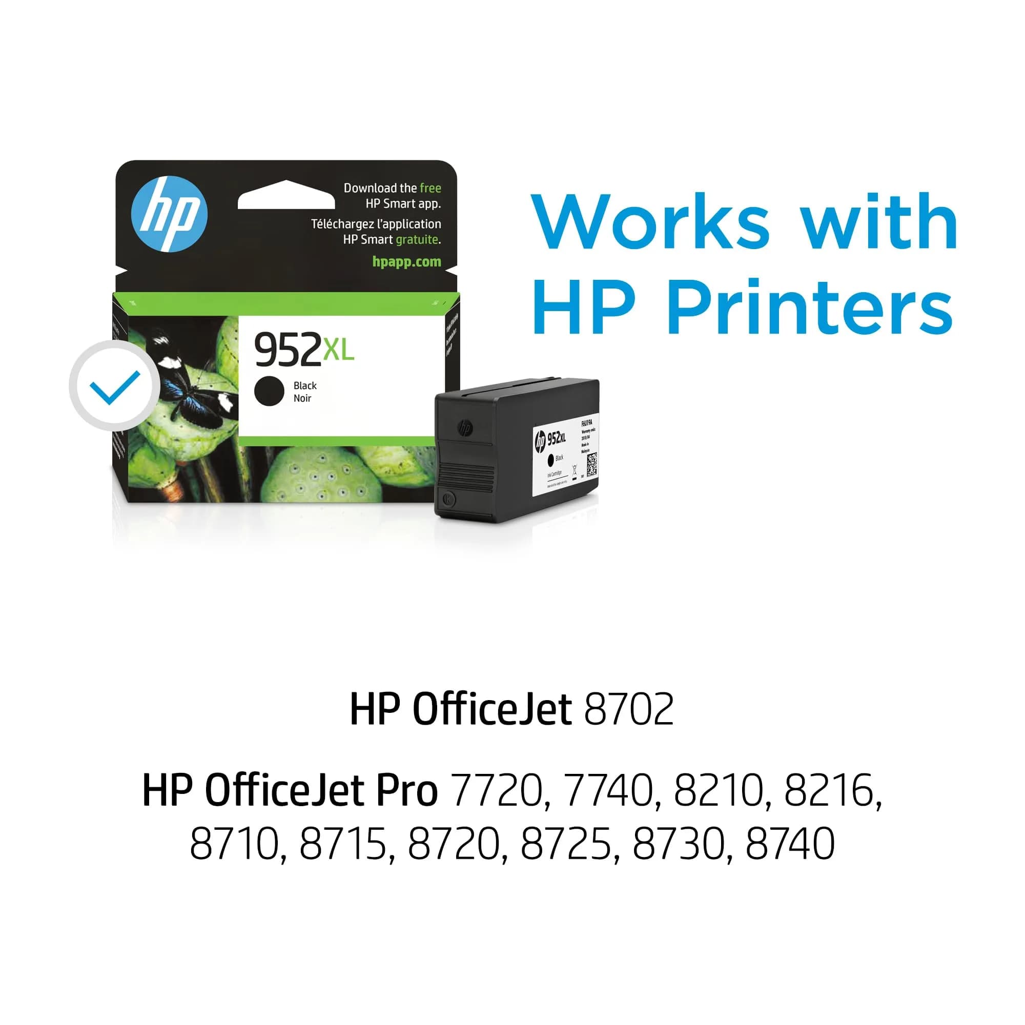HP 952XL Black High-Yield Ink Cartridge 2000 Pages (2-Pack) | Fade-Resistant Documents & Brilliant Images - view 2