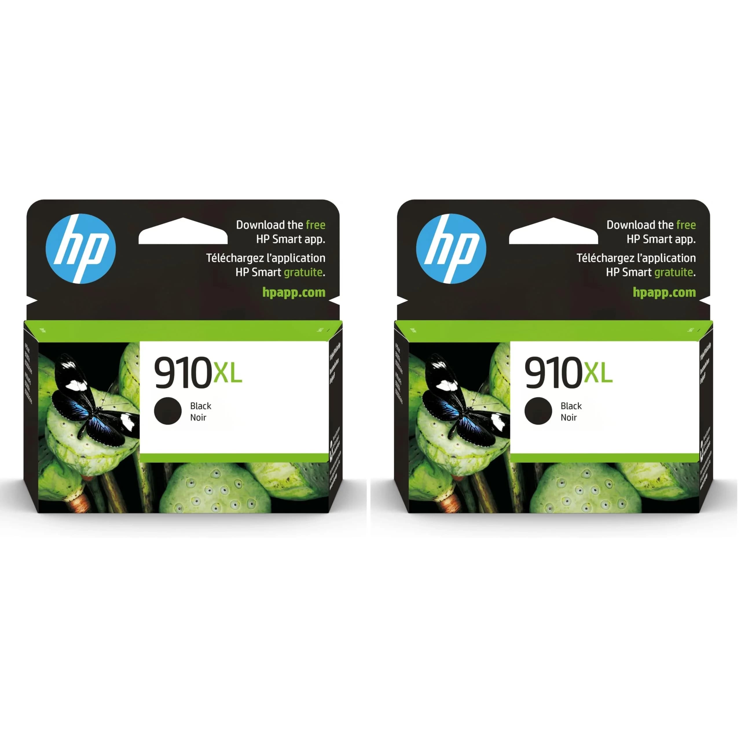 HP 910XL Black High-Yield Ink Cartridge 2-Pack | Fade-Resistant Documents & Brilliant Images — Black