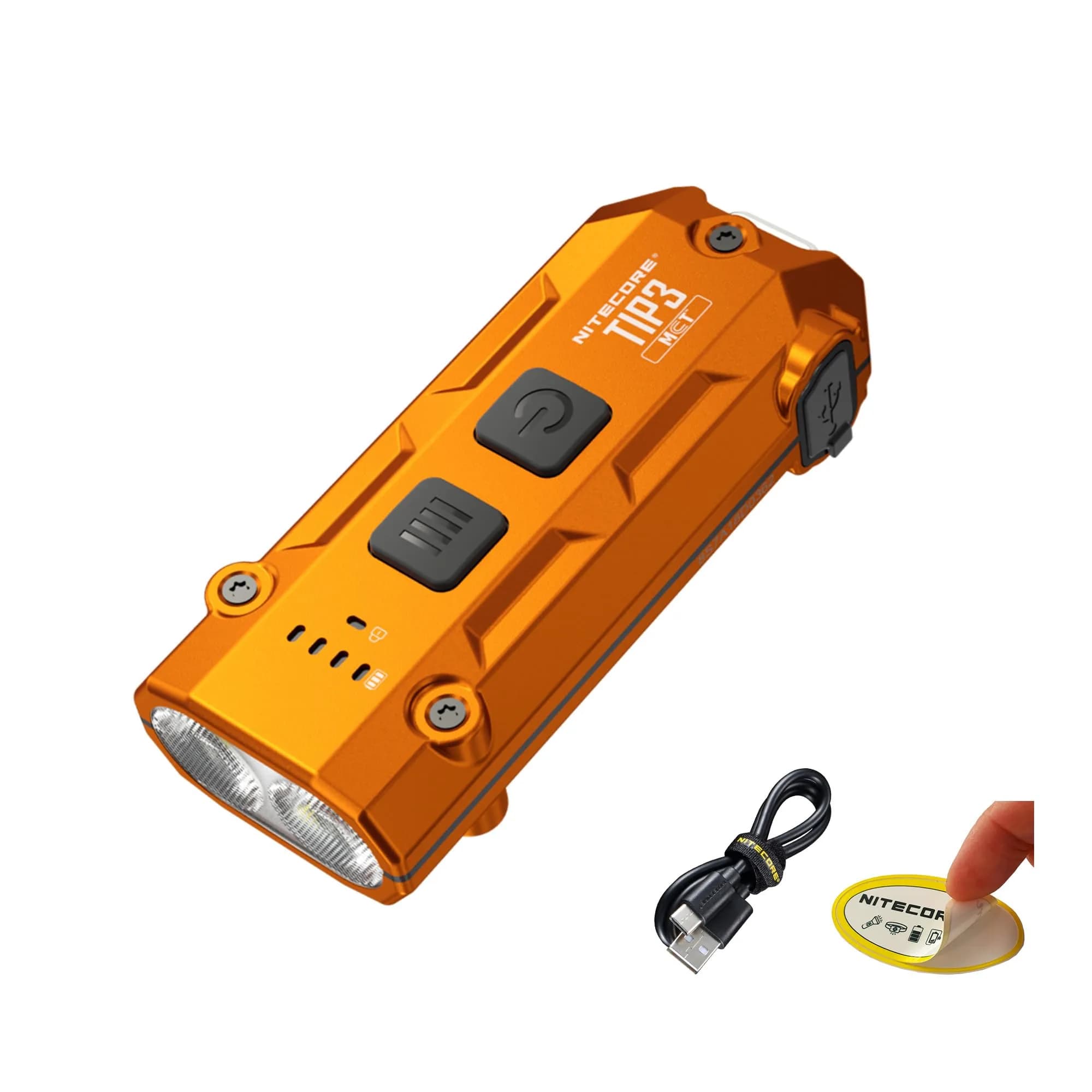 Nitecore TIP3 Rechargeable Keychain Flashlight, 720 Lumens, 3 Color Temps, USB-C, Orange | EDC Pocket Light
