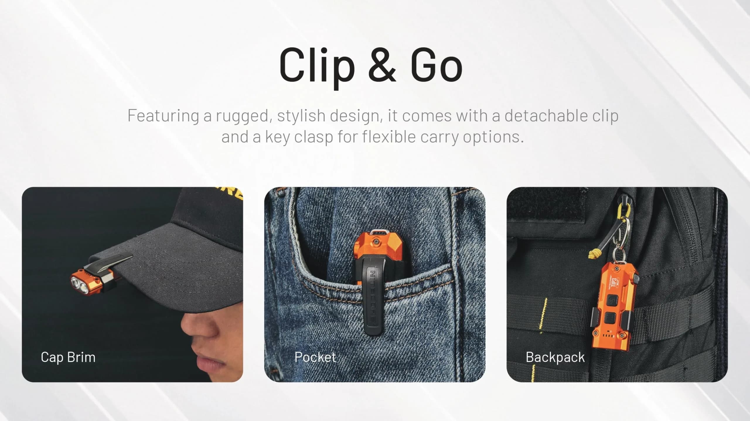 Nitecore TIP3 Rechargeable Keychain Flashlight, 720 Lumens, 3 Color Temps, USB-C, Orange | EDC Pocket Light - view 8