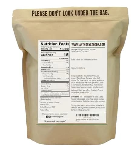 Anthony's Organic Black Maca Powder 16 oz (2 Pack) | Raw, Gluten Free & Non GMO thumbnail 2