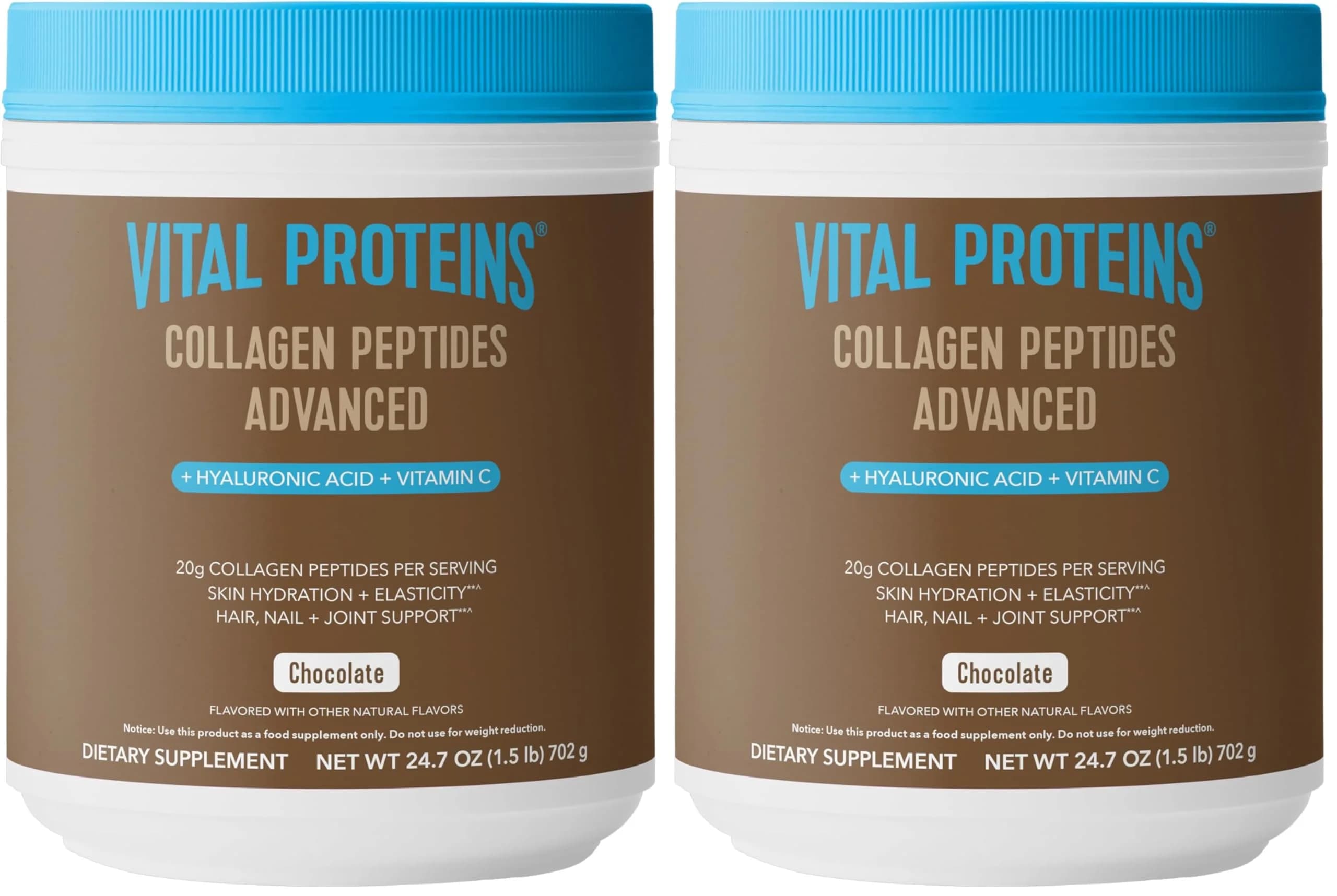 Vital Proteins Collagen Peptides Advanced Chocolate Powder 1.44 kg (49.4 oz) | Hydrolyzed Peptides with Hyaluronic Acid & Vitamin C - main product image