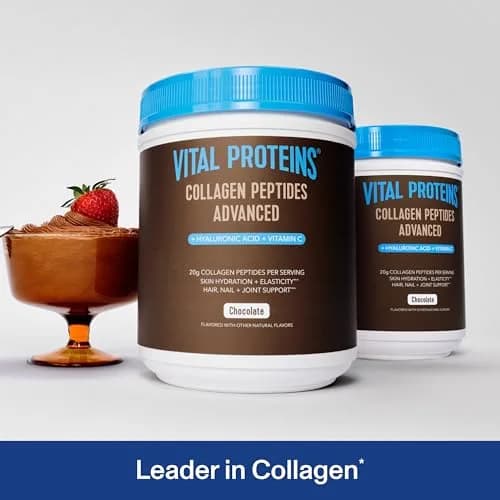 Vital Proteins Collagen Peptides Advanced Chocolate Powder 1.44 kg (49.4 oz) | Hydrolyzed Peptides with Hyaluronic Acid & Vitamin C thumbnail 2