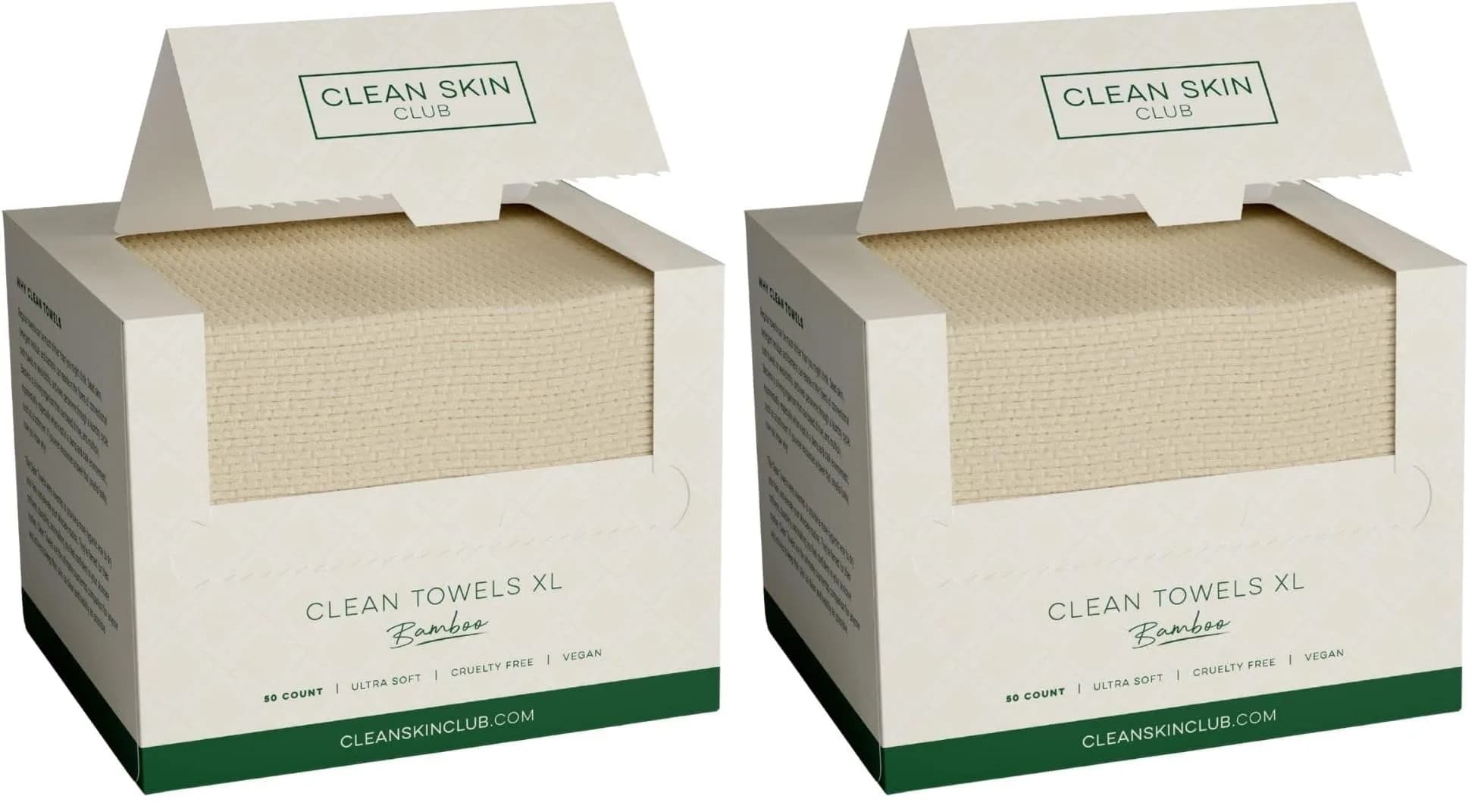Clean Skin Club Bamboo Viscose Clean Towels XL 100 Count (2-Pack) | USDA Biobased Disposable Face Towels — 2-Pack
